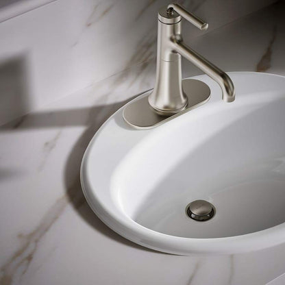 Farmington 19-1/4" Oval Cast Iron Drop In Bathroom Sink with Overflow and Single Faucet Hole