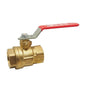 2-Piece Ball Valve, 1/4 in, FNPT, Full Port, Plated Brass Ball, Brass