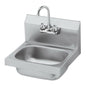 Hand Wash Sink, 1 Basin, Wall Mount, 2-Hole, 20 ga Satin Steel, Stainless