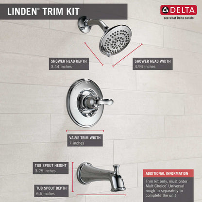 Linden Monitor 14 Series Single Function Pressure Balanced Tub and Shower - Less Rough-In Valve