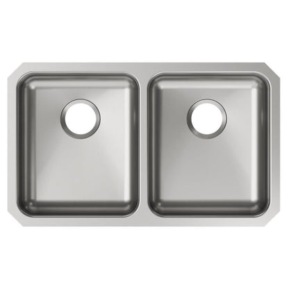 Lustertone™ Classic Double Bowl Kitchen Sink, Under Mount, ADA, 30-3/4 x 18-1/2 in, 5-3/8 in Bowl Depth, 18 ga Lustrous Satin Steel, Stainless