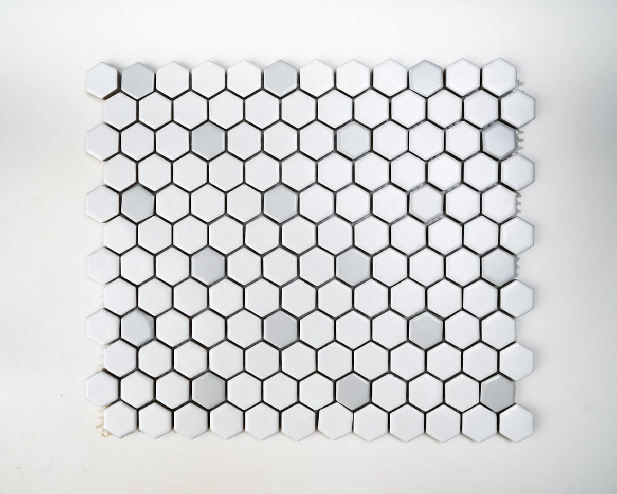 1x1 White and Grey Hexagon
