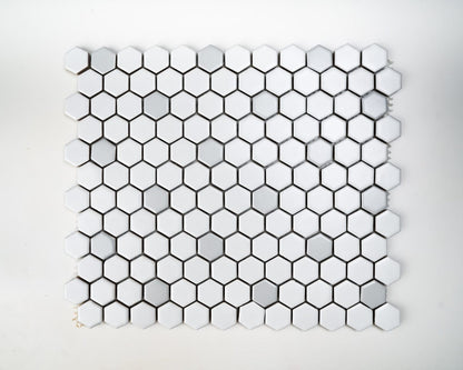 1x1 White and Grey Hexagon