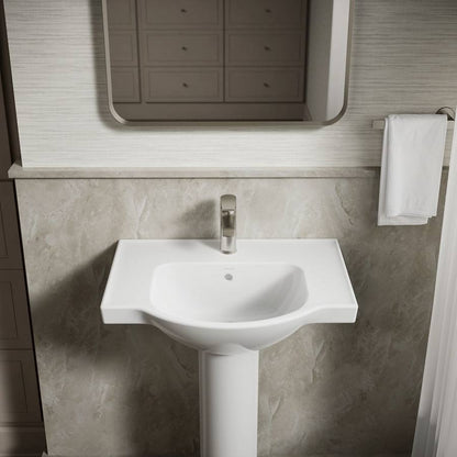Veer 24" Pedestal Bathroom Sink Only with One Hole Drilled and Overflow