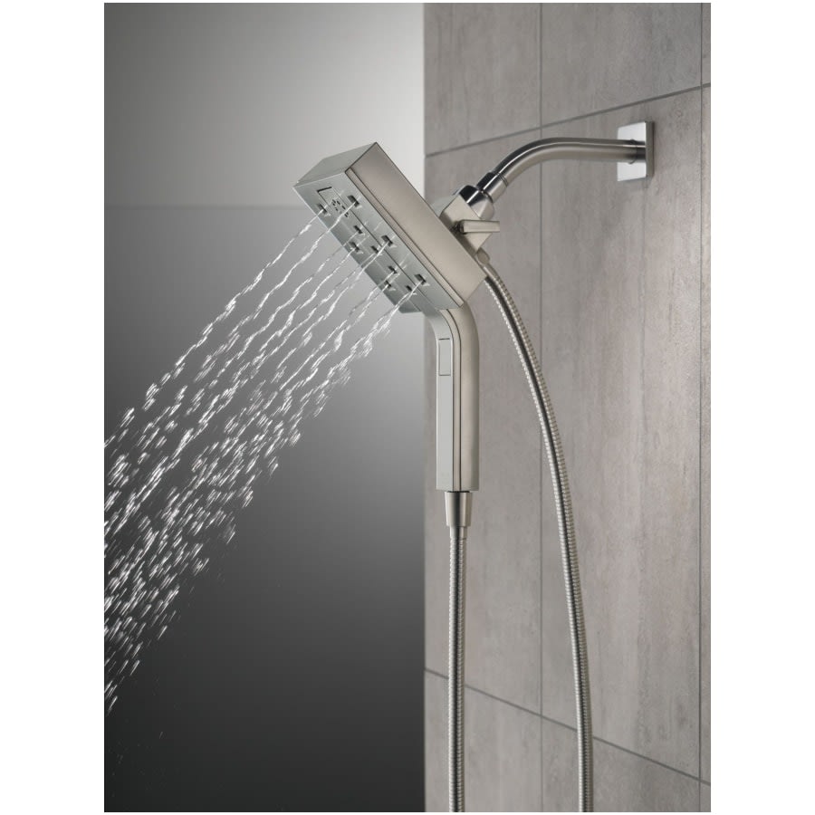 Universal Showering Rectangular 2.5 GPM Multi Function 2-in-1 In2ition Shower Head and Hand Shower with H2Okinetic and MagnaTite Technology