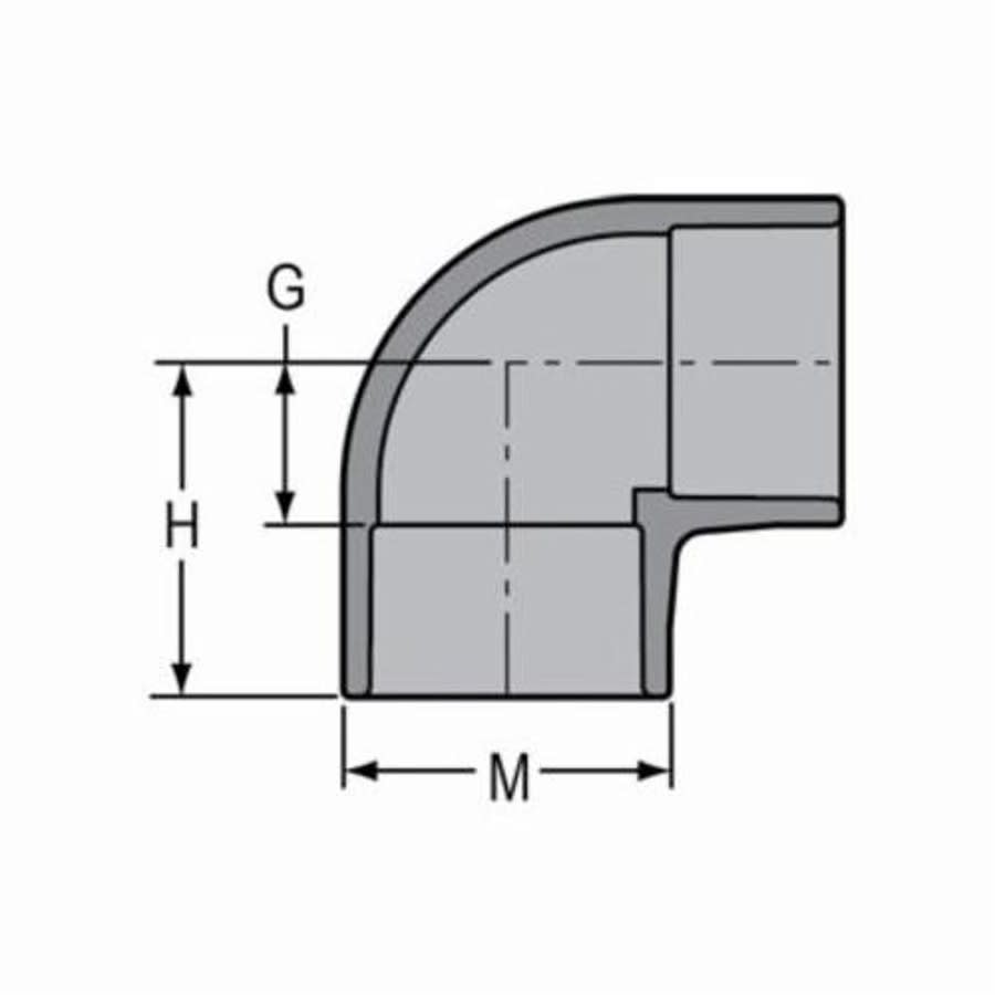 90 deg Elbow, 1-1/2 in, Socket, SCH 80/XH, CPVC