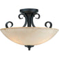 3 Light 16" Wide Semi-Flush Bowl Ceiling Fixture with White Glass Shade