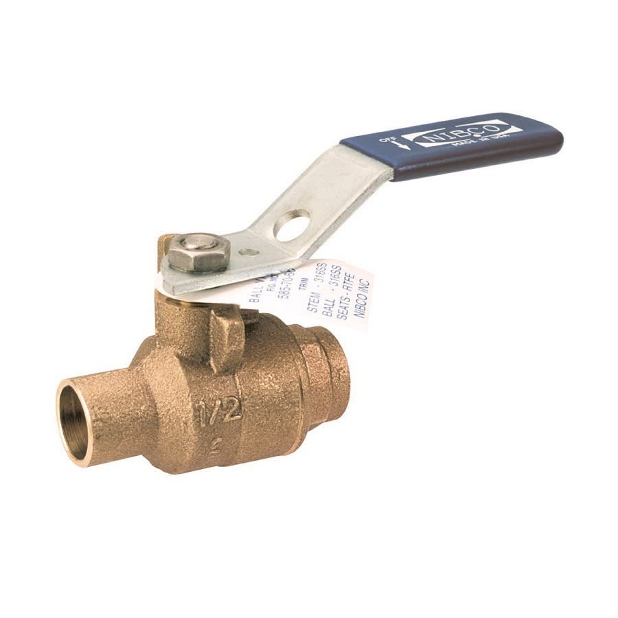 2-Piece Ball Valve, 1-1/2 in, C, Full Port, Stainless Steel Ball, Bronze