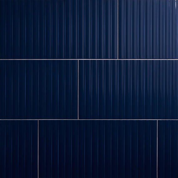 Luminique Navy Rectangle, Fluted 12X24 Glossy