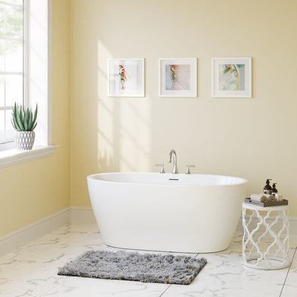 Cornwall 59" Free Standing Acrylic Soaking Tub with Center Drain, Drain Assembly, and Overflow