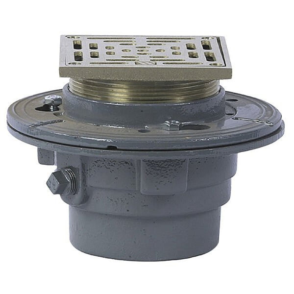 FD15-SQ Floor Drain, 2 in Outlet, No Hub, 5 in Square Cast Iron Top