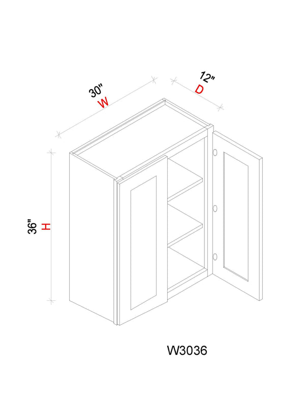 Wall Cabinet - 30"W x 36"H x 12"D