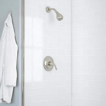 Glacier Bay Builders Single Handle 1-Spray Shower Faucet 1.8 GPM with Ceramic Disc Valves, Integral stops in Brushed Nickel
