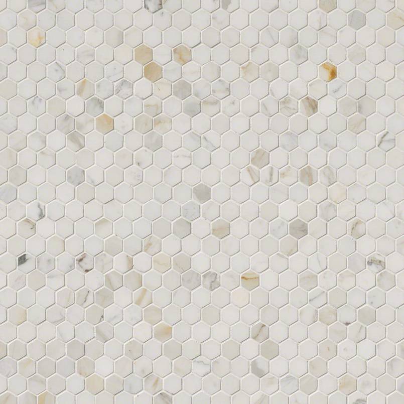 Calacatta Gold 1” Hexagon Mosaic Tile