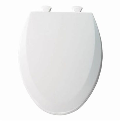 Toilet Seat, Elongated Bowl, Closed Front, With Cover, Wood, White