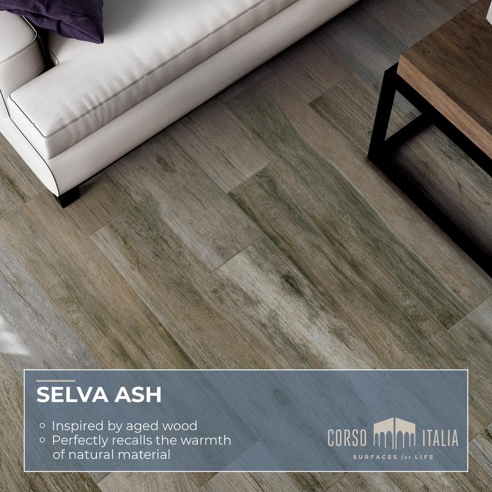 Selva Ash 8 in. x 40 in. Wood Look Porcelain Floor and Wall Tile (12.92 sq. ft./Case)