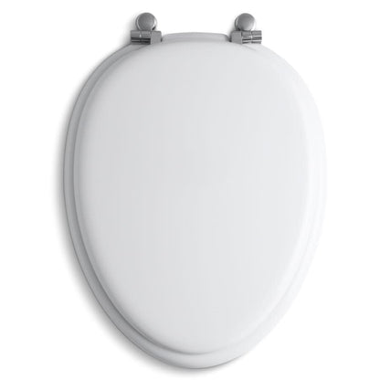 Kathryn Elongated Closed-Front Toilet Seat with Polished Chrome Hinges