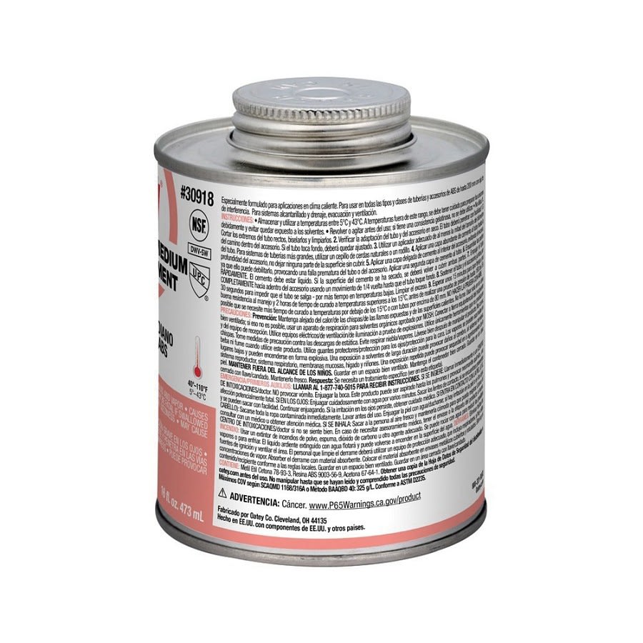 Medium Body Cement, 1 pt, Black, For ABS