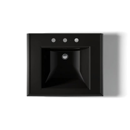 Memoirs Classic 27" Fireclay Pedestal Bathroom Sink with 3 Holes Drilled and Overflow