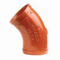 22.5 deg Elbow, 1-1/2 in, Groove, Ductile Iron, Enamel Painted