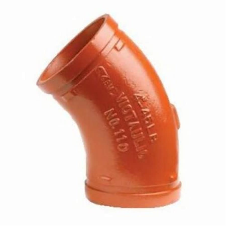 22.5 deg Elbow, 2 in, Groove, Ductile Iron, Enamel Painted