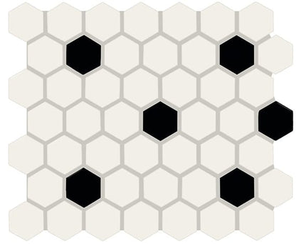Color Story Mosaics White / Black / Matte Hexagon 1.5X1.5 Matte
