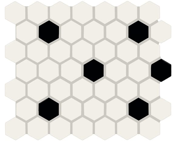 Color Story Mosaics White / Black / Matte Hexagon 1.5X1.5 Matte