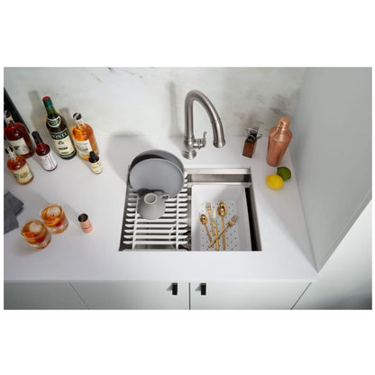 Prolific 23" Undermount Single Basin Stainless Steel Kitchen Sink with Basin Rack, Colander, and Cutting Board