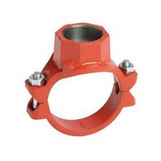 Mechanical Tee, 8 x 2-1/2 in, Groove x FNPT, Ductile Iron, Enamel Painted