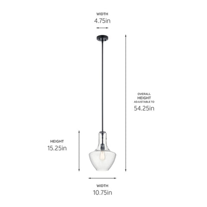 Everly Single Light 11" Wide Pendant with Clear Glass Shade