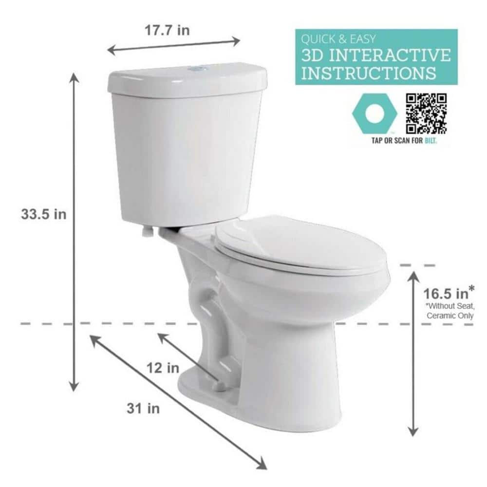 Glacier Bay 2-piece 1.1 GPF/1.6 GPF Dual Flush Round Toilet in White