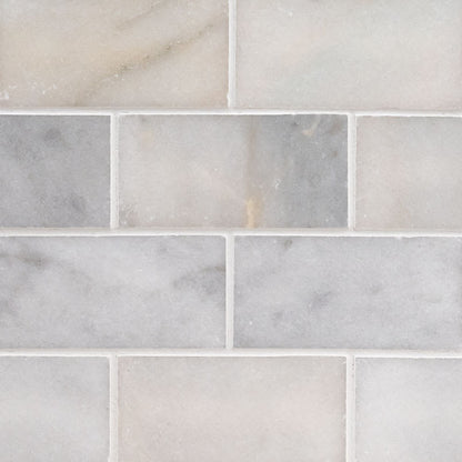 Greecian White Marble Subway Tile 3x6