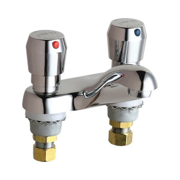 Metering Lavatory Faucet, ADA, 2 Handle, 2-Hole, 2.2 gpm, Polished Chrome