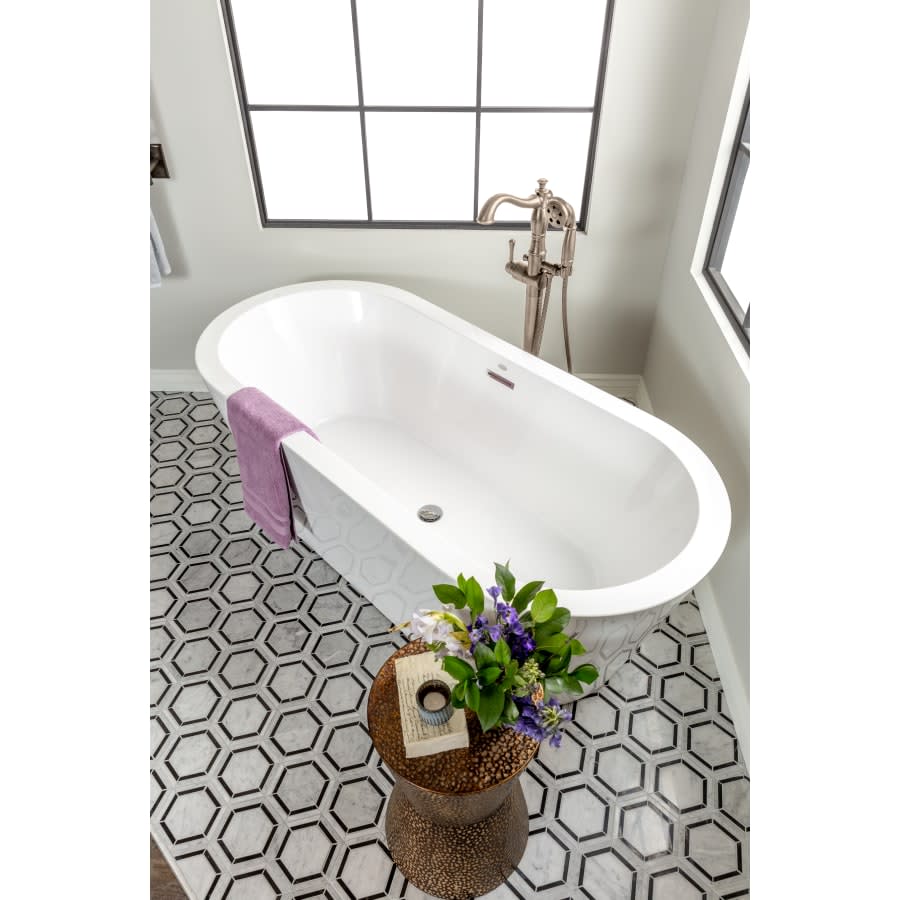 Cassidy Floor Mounted Tub Filler with Integrated Diverter and Hand Shower - Less Rough In