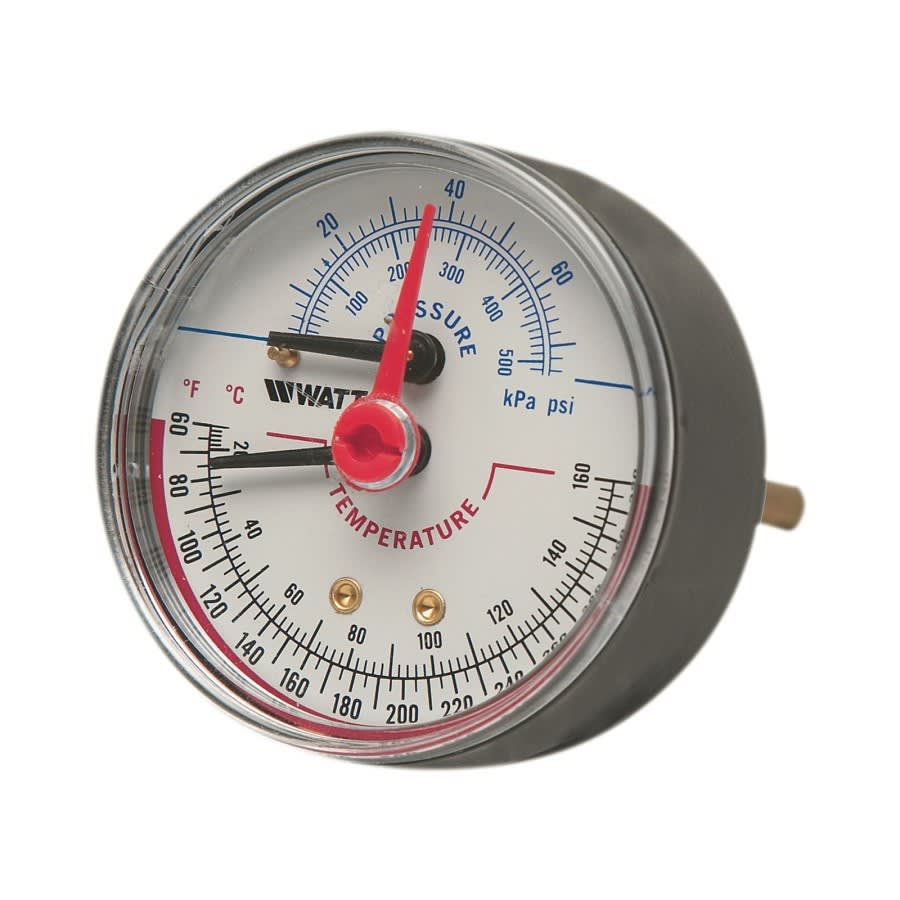 Tridicator, 2-1/2 in Dial, 1/2 in Rear Connection, 0 to 200 psi, 60 to 320 deg F