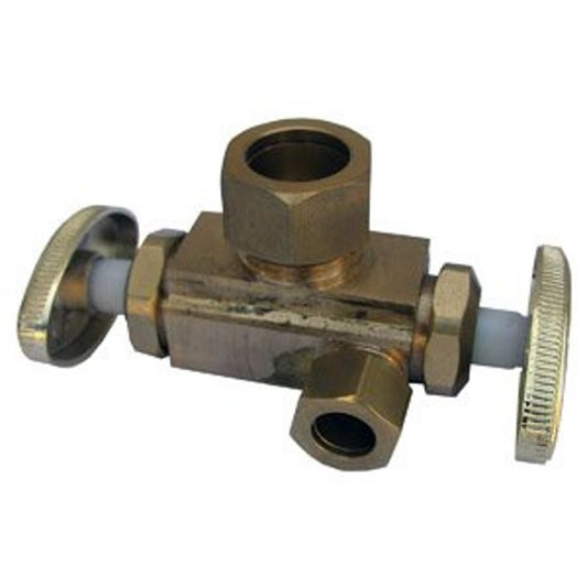 Multi Turn Dual Stop, 5/8 x 3/8 x 3/8 in, Comp, Chrome