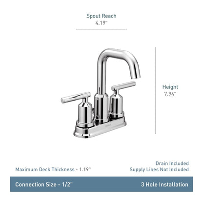 Gibson Double Handle Centerset Bathroom Faucet with Duralast Valve Technology and Pop-Up Drain Assembly