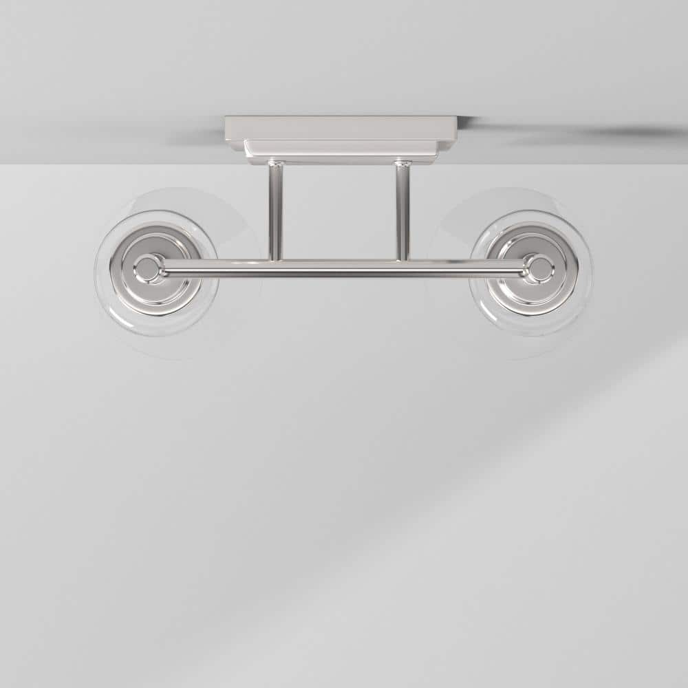 Wakefield 15 in. 2-Light Chrome Modern Vanity with Clear Glass Shades