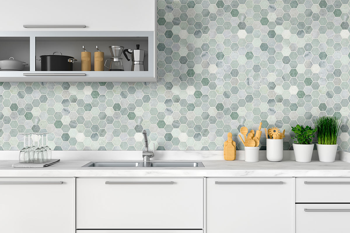 Icelandic Green 2" Hexagon Mosaic Tile