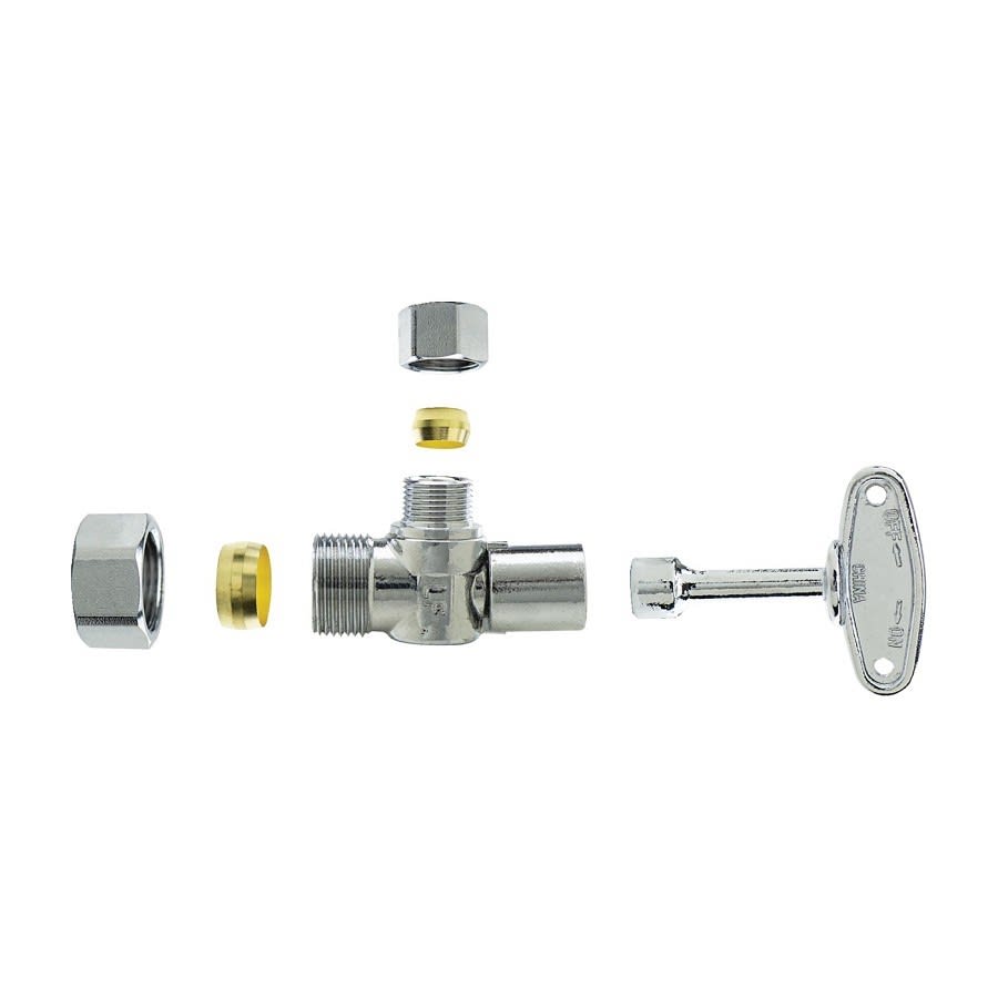 Quarter Turn Angle Stop, Loose Key, 5/8 x 3/8 in, Comp, Chrome