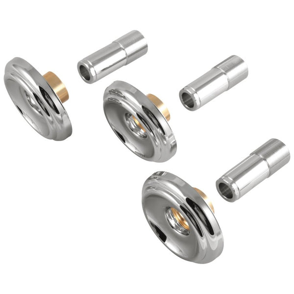 Screw-On Escutcheon With Sleeve, For Use With 3-Handle Tub/Shower Faucet, Metal, Polished Chrome