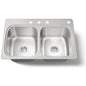 Verse 33" Double Basin Drop In Stainless Steel Kitchen Sink With Four Faucet Holes