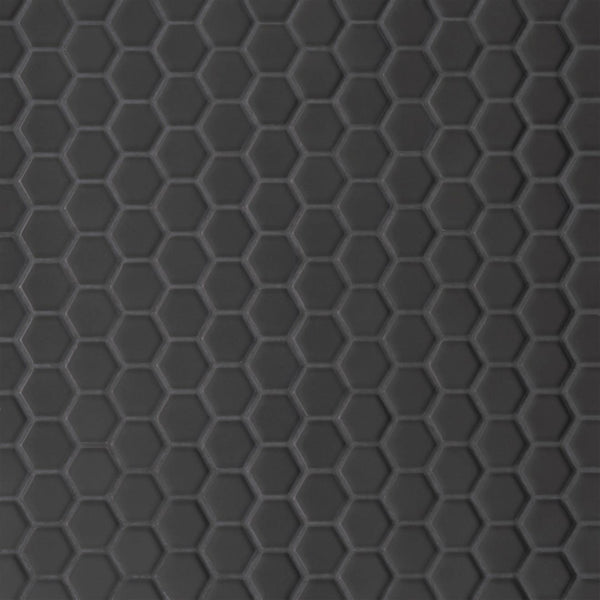 Le Cafe 1" x 1" Hexagon Matte Porcelain Mosaic Tile in Black