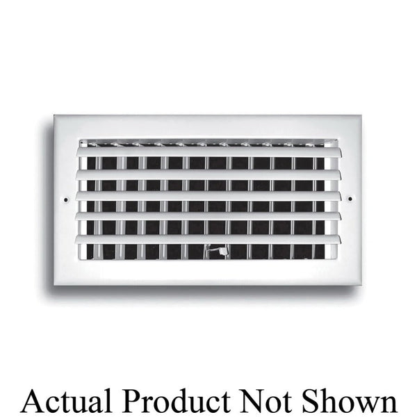 1-Way Curved Blade Supply Register, 14 x 6 in, Horizontal Blades, Multi Shutter Damper, Steel, White