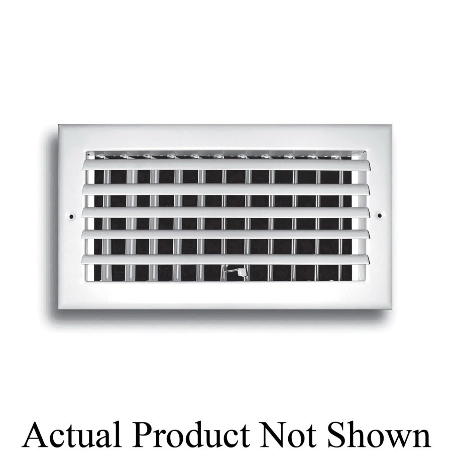 1-Way Curved Blade Supply Register, 14 x 8 in, Horizontal Blades, Multi Shutter Damper, Steel, White