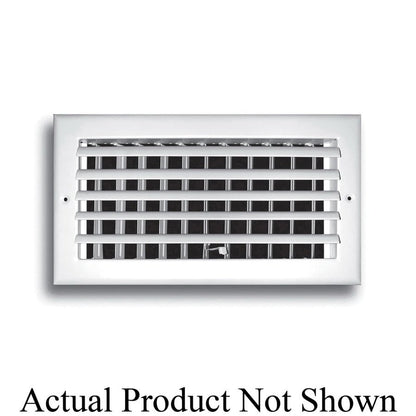 1-Way Curved Blade Supply Register, 14 x 8 in, Horizontal Blades, Multi Shutter Damper, Steel, White
