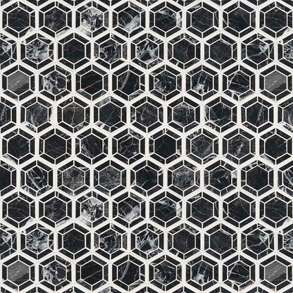 Hexagono Nero Hexagon Mosaic Tile