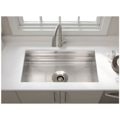 Prolific 33" Workstation Single Basin Undermount Kitchen Sink with Silent Shield Technology and Accessories Included