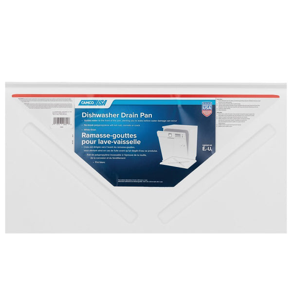 Dishwasher Drain Pan, Polypropylene, White