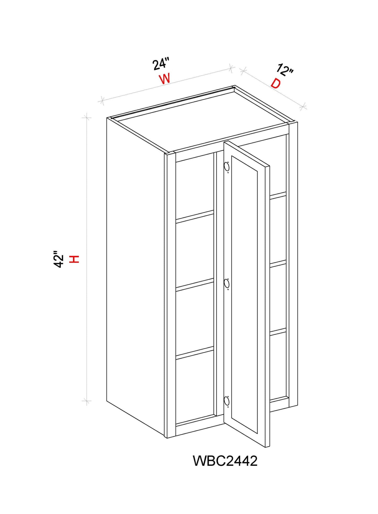 Wall Blind Corner Cabinet - 24"W x 42"H x 12"D